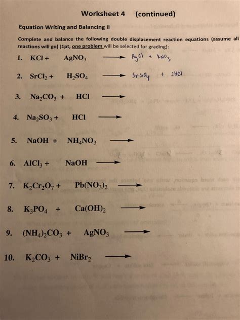 Double Displacement Reaction Worksheet - Printable And Enjoyable Learning