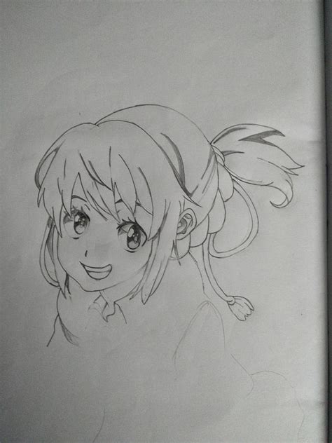 Your Name - Mitsuha Drawing Drawing by Anubhab Mondal