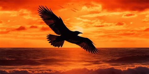 Premium AI Image | Silhouette of bird on tropical beach and sea sunset background Generative AI