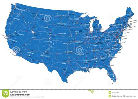 U.S.A. Road Map Cartoon Vector | CartoonDealer.com #31851189