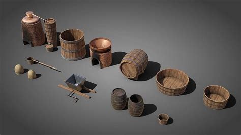 3D model Medieval brewery props VR / AR / low-poly | CGTrader