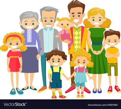 Happy extended caucasian smiling family Royalty Free Vector