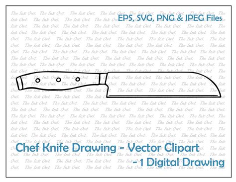 Chef Knife Drawing Vector Clipart / Outline Illustration / | Etsy