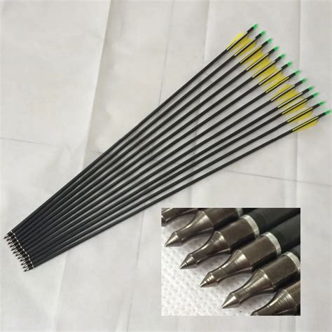 archery carbon arrows 30" length hunting compound bow arrows with 100 grain arrow tips ...