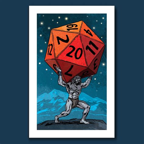 ATLAS ROLLED - D20 RPG DnD 20 Sided Dice - Pop Art Print 11x17 by Rob ...