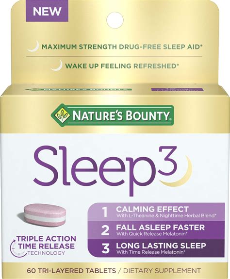 Nature’s Bounty Sleep3 Melatonin Supplement Tablets, 10mg, 60 Count - Walmart.com