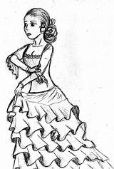 Spanish Flamenco Dancer Coloring Page Sketch sketch template