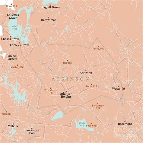 NH Rockingham Atkinson Vector Road Map Digital Art by Frank Ramspott ...