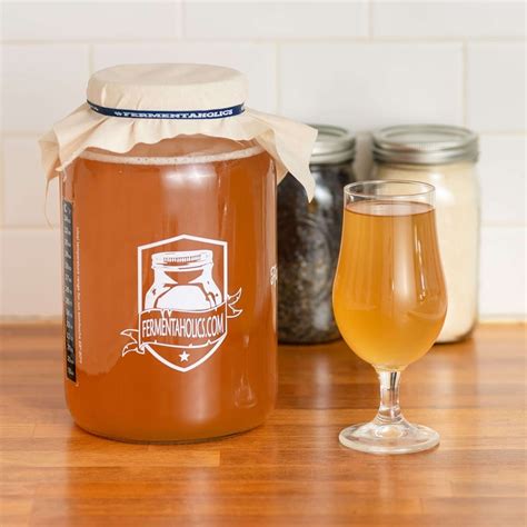 Printed Gallon Kombucha Glass Jar | Muslin Cover | Rubber Band