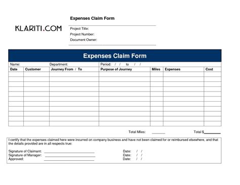 Expense Claim Form Template Excel