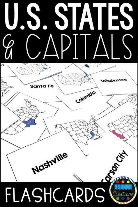 U.S. States and Capitals Flashcards with State Labels and Maps - Test Prep | States and capitals ...