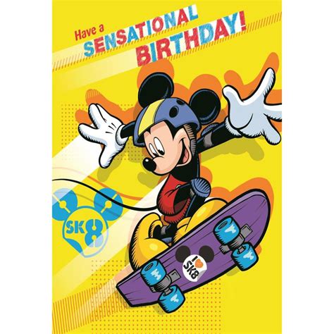 Birthday SK8 Disney Mickey Mouse Birthday Card (25470225) - Character ...