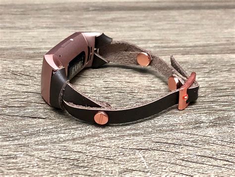 Rose Gold & Brown Leather Fitbit Charge 3 Band Double Wrapped | Etsy