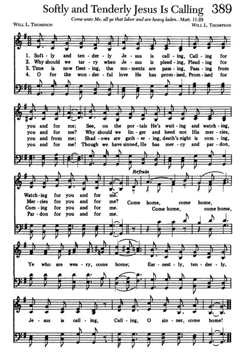 Sing Joyfully 389. Softly and tenderly Jesus is calling | Hymnary.org