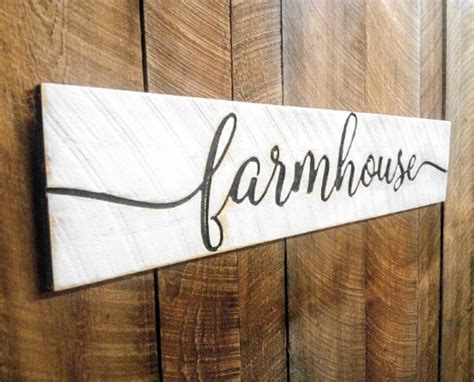 Farmhouse Sign Scripted Carved in a 48x10 Solid Wood Board Rustic Distressed Shabby Chic Style ...