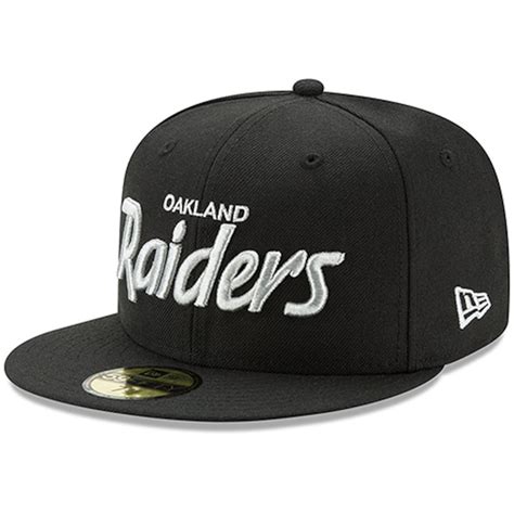 Men's Las Vegas Raiders New Era Black Script Logo Omaha 59FIFTY Fitted Hat