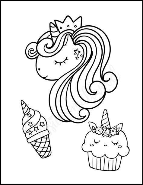 7 Cute Unicorn Cupcake Coloring Pages - Cassie Smallwood