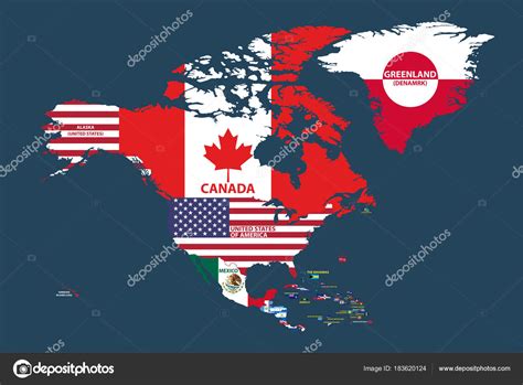 Vector Illustration North America Map Include Northern America Central ...