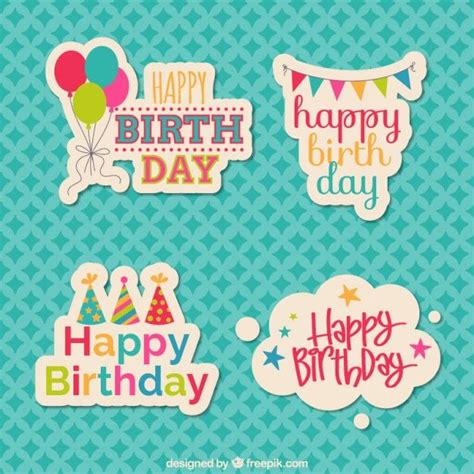 Free Vector | Birthday stickers | Birthday stickers, Happy birthday ...