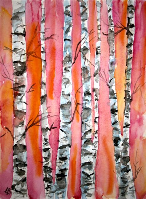 "birch tree watercolor painting" by derekmccrea | Redbubble