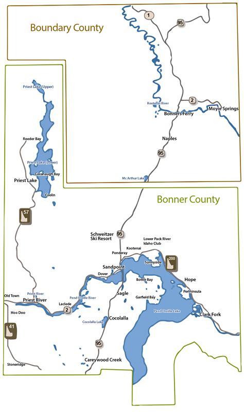 North Idaho Maps - Bonner County and Boundary County Cities