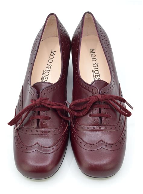 The Faye Brogue In Oxblood Leather – Vintage Style Ladies Shoes – Mod Shoes