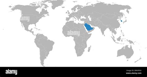 South korea, saudi arabia highlighted on world political map. Business concepts, political ...