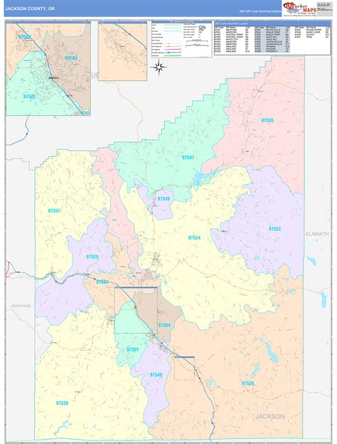 Jackson County, OR Wall Map Color Cast Style by MarketMAPS - MapSales.com