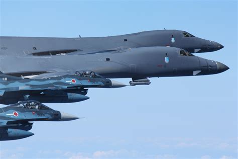 B-1B Lancer bombers and Japan Air Self-Defense Force F-2 fighters ...