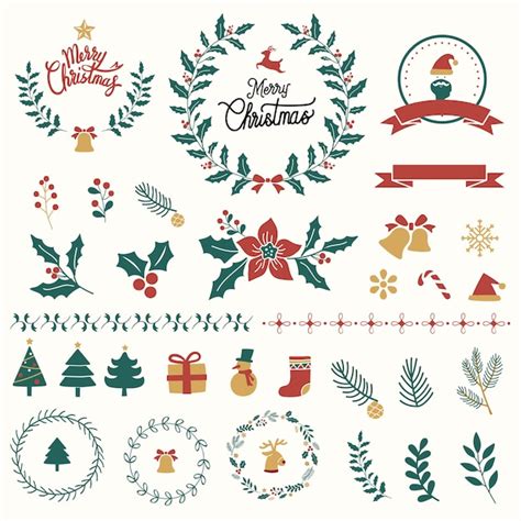 Free Vector | Set of Christmas design elements vector