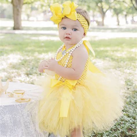 Cute Princess Belle Baby Tutu Dress Princess Girl Yellow Birthday Party Dresses Infant Toddler ...