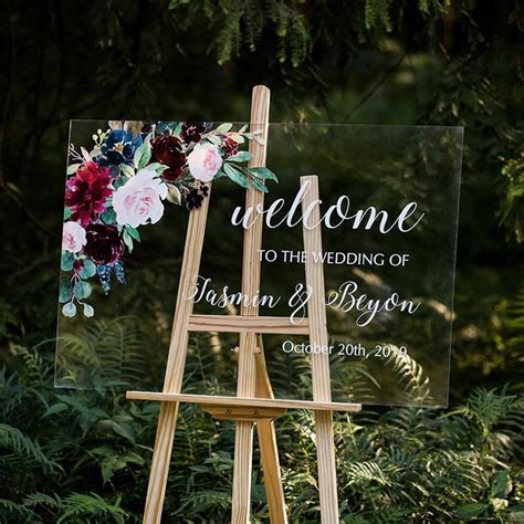 Acrylic Wedding Signs Welcome Wedding Sign Welcome Sign - Etsy | Floral ...