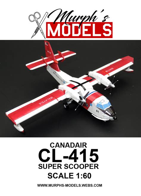 1/60 Canadair CL-415 Super Scooper Malaysia Paper Model - EcardModels