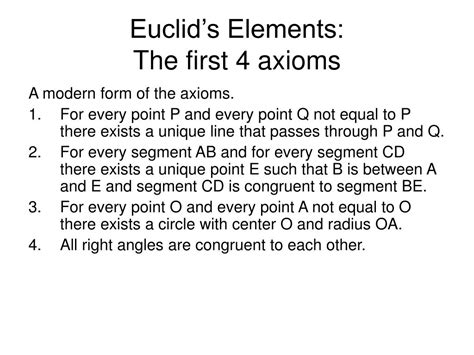 PPT - Euclid’s Elements: The first 4 axioms PowerPoint Presentation ...