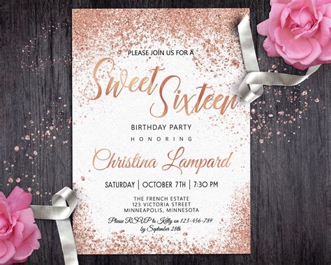 Sweet 16 Birthday Invitations Templates Free