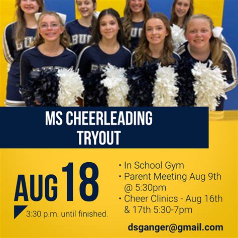 Middle School Cheerleading Tryouts