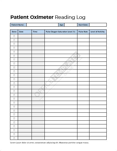 Printable Free Pulse Oximeter Chart/Log Templates, 59% OFF