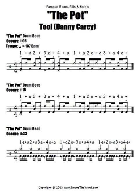 "The Pot" (Tool) DRUM BEAT - Free Drum Lesson & PDF Chart Notation (Danny Carey) » DrumsTheWord ...