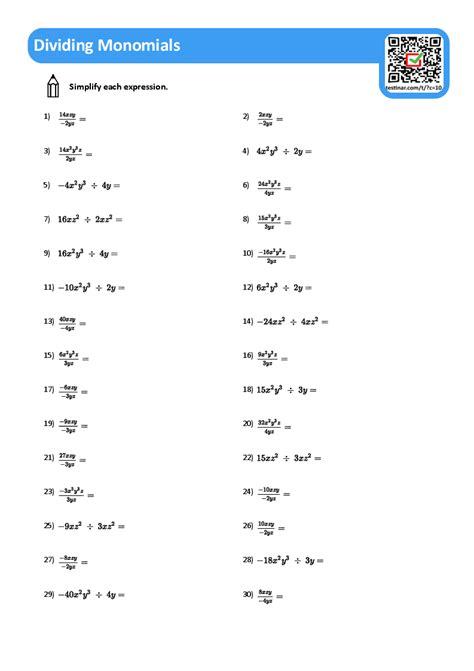 Multiply -divide monomials worksheet | Live Worksheets - Worksheets Library