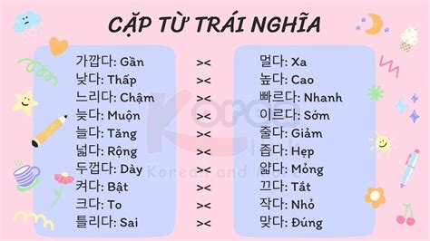 Từ vựng tiếng Hàn theo chủ đề: Cặp từ trái nghĩa