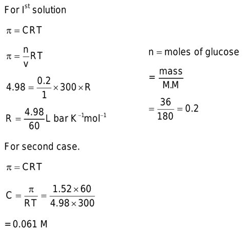 2.t 300 K, 36 g of glucose present per litre in itssolution has an osmotic pressure of 4.98 bar ...