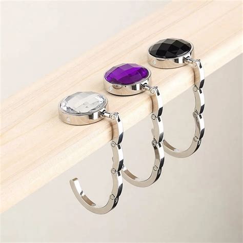 1Pc Hot Portable Folding Hooks Rhinestone Alloy Purse Handbag Bag Hanger Hook Holder Wholesale 8 ...