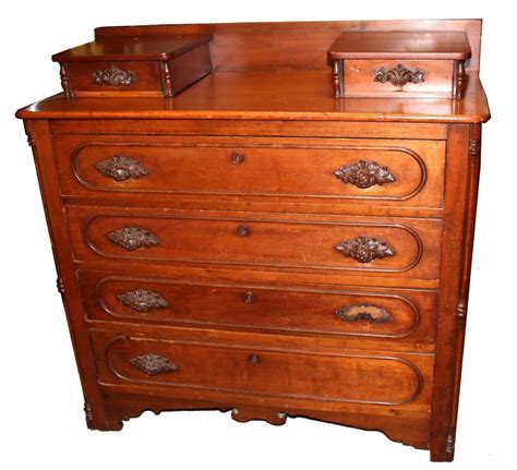 Antique Walnut American Victorian Eastlake Dresser, Hand-Carved Fruit ...