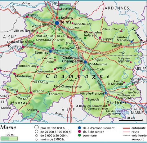 Carte de la Marne - Marne carte des villes, communes, sites touristiques