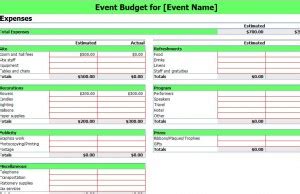 Event Budgeting Excel Template | Excel Template Event Budgeting