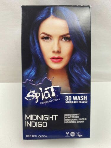 SPLAT MIDNIGHT INDIGO Hair Color Kit REBELLIOUS NO BLEACH 30 WASH NEW ...