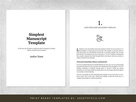 Book manuscript template in 8.5 x 11 paper size