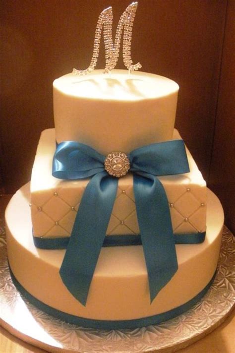 Malibu Blue Ribbon Wedding Cake - CakeCentral.com