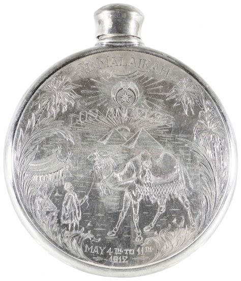 Engraved Silver Whiskey Flask