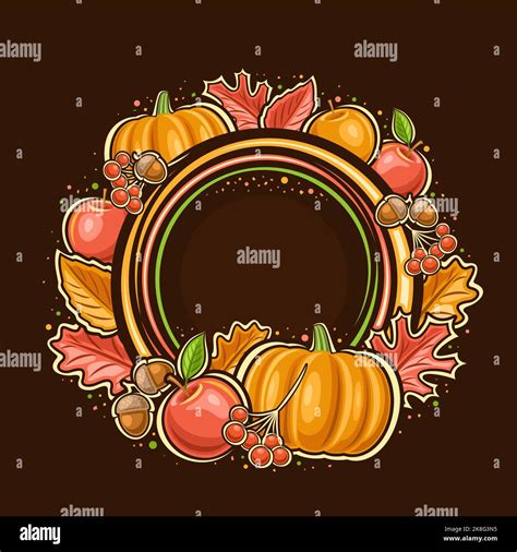 Vector frame for Thanksgiving Day with empty copy space for congratulation text, decorative ...